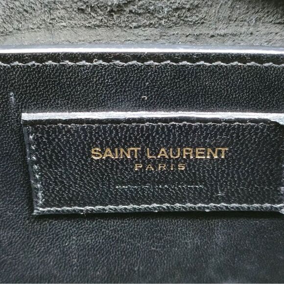 Auth Saint Laurent Calfskin Cherry Print 2way Classic Baby Duffle Bag Black Red - Picture 13 of 15